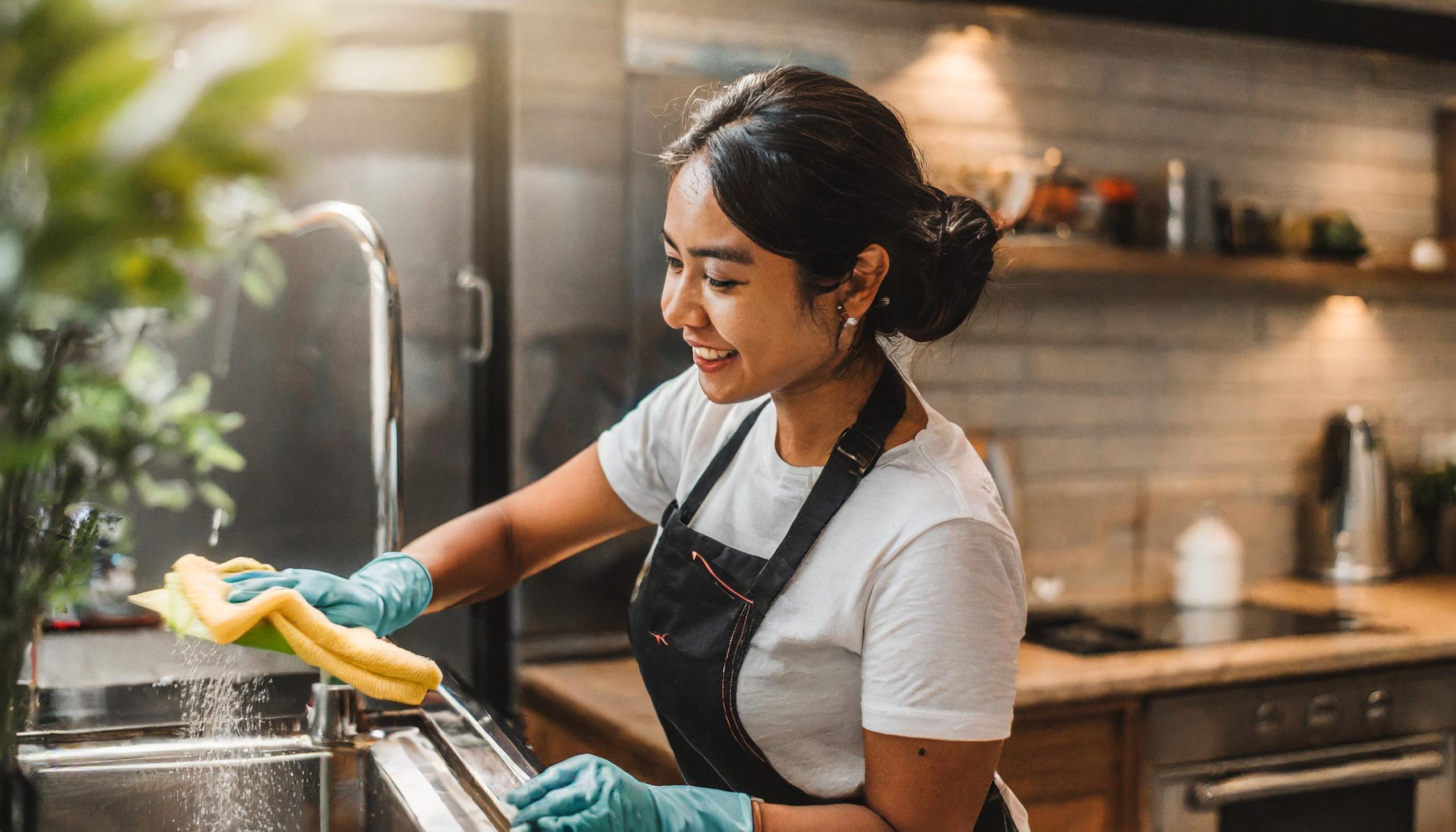 filipino housekeeper in the kitchen