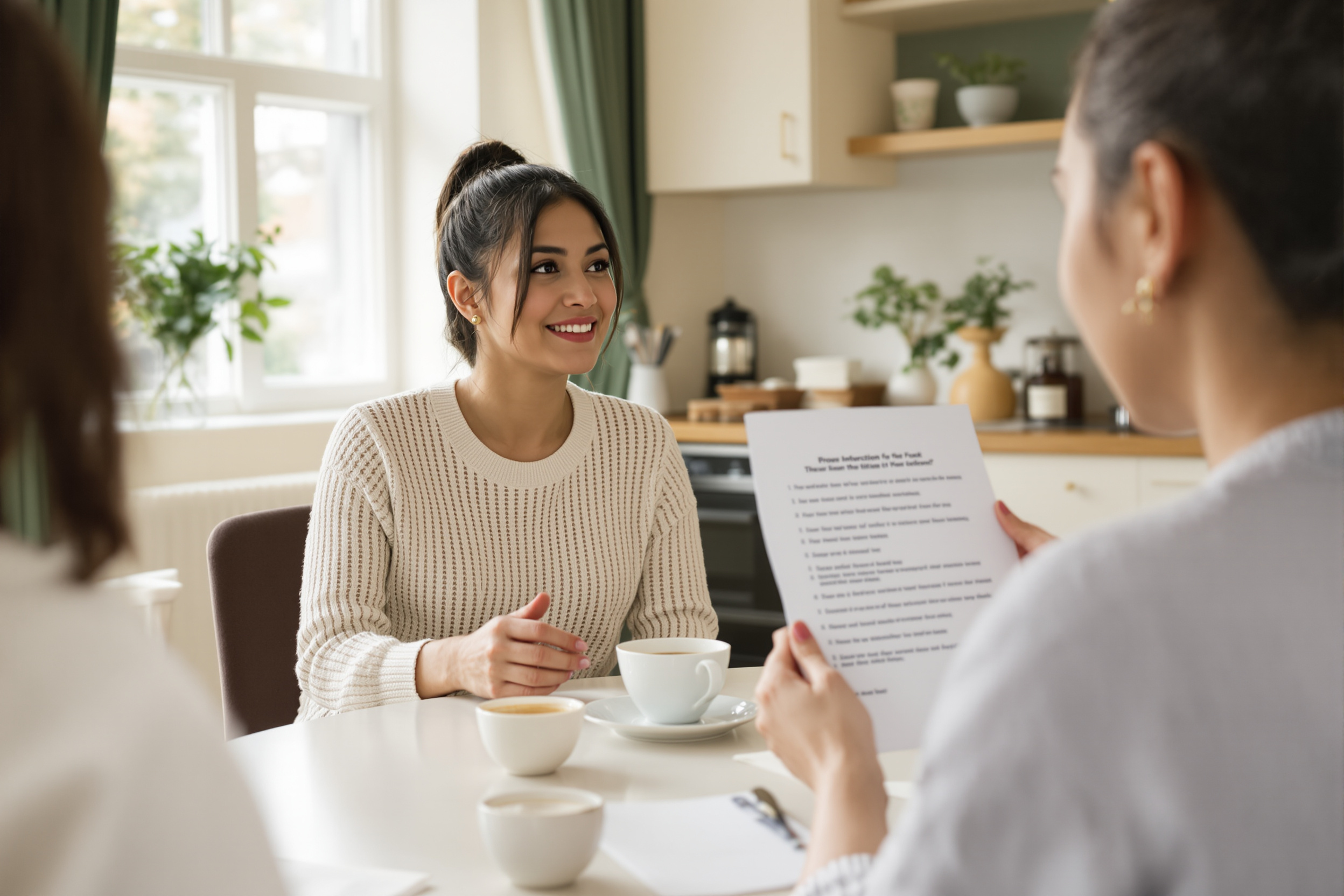 Household speaking with a domestic staff candidate during an interview