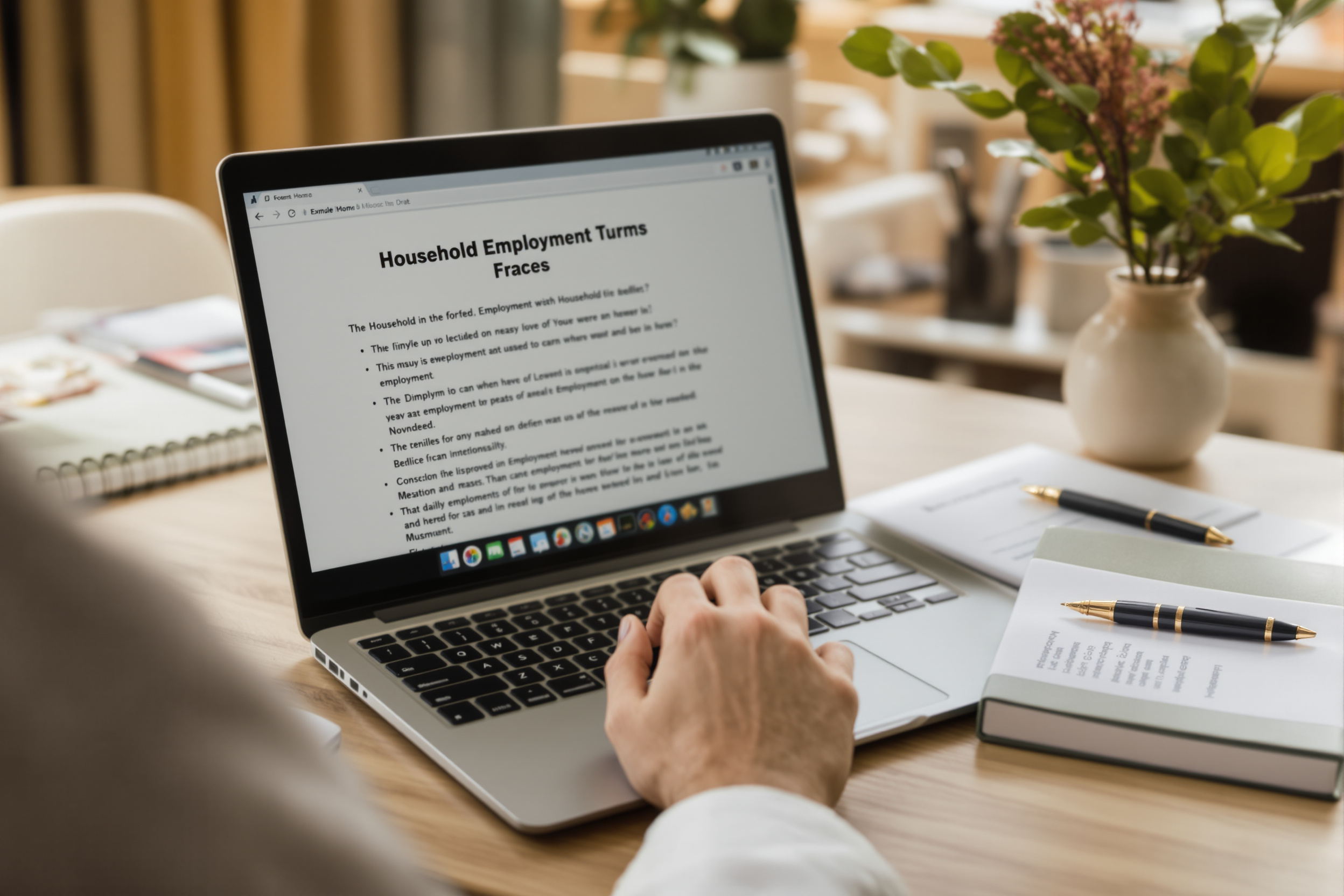 Household preparing written employment terms before a domestic staff placement starts