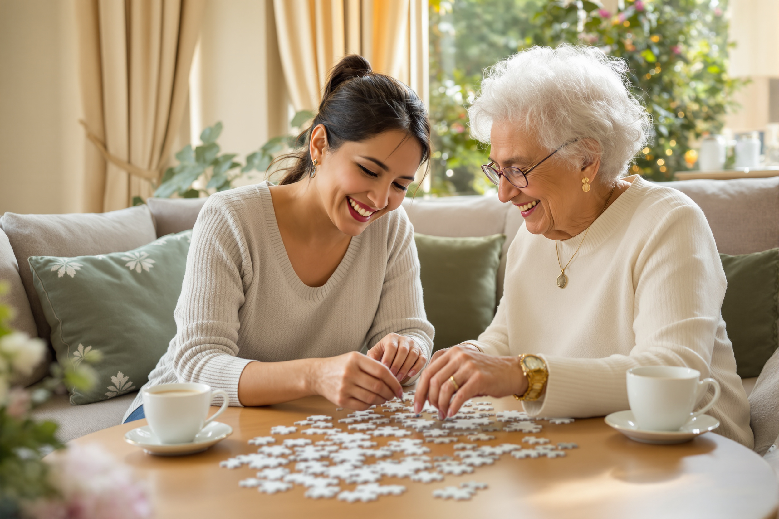 Companion supporting an older person at home