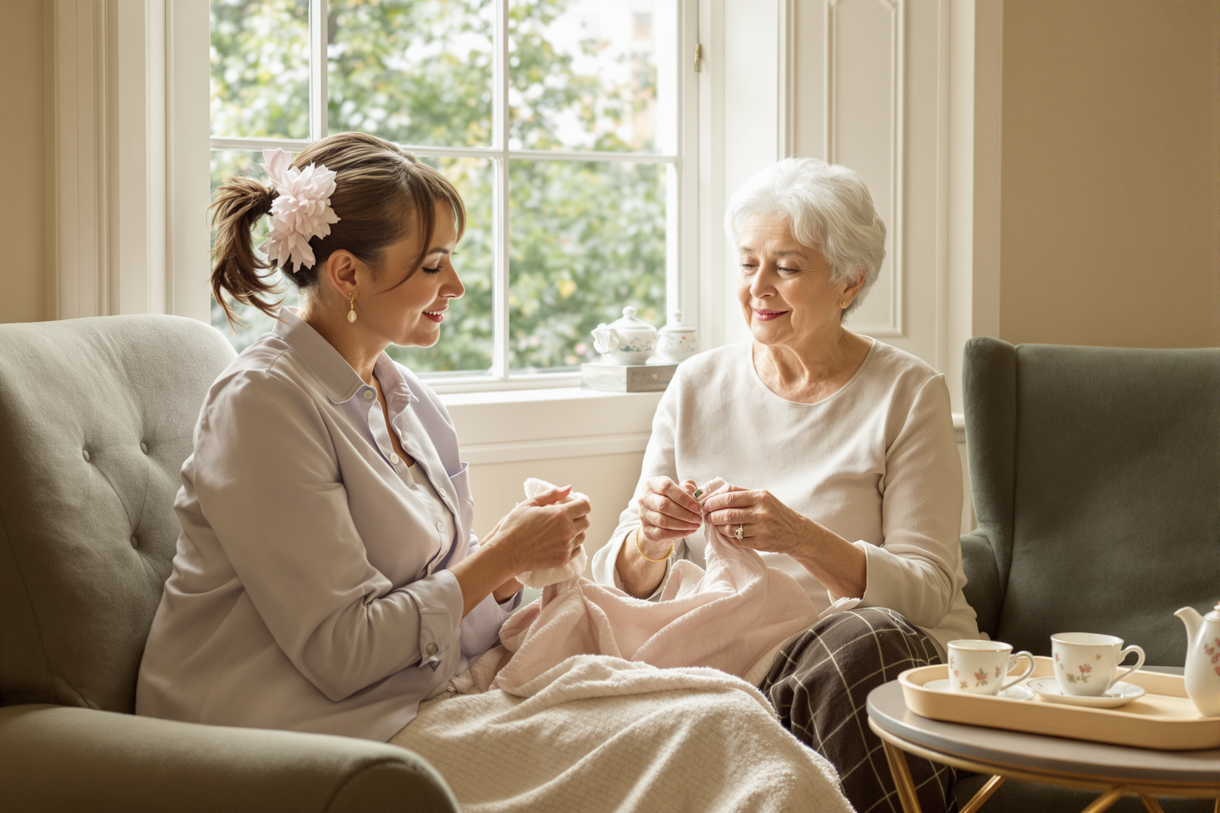 Companion and older person spending time together