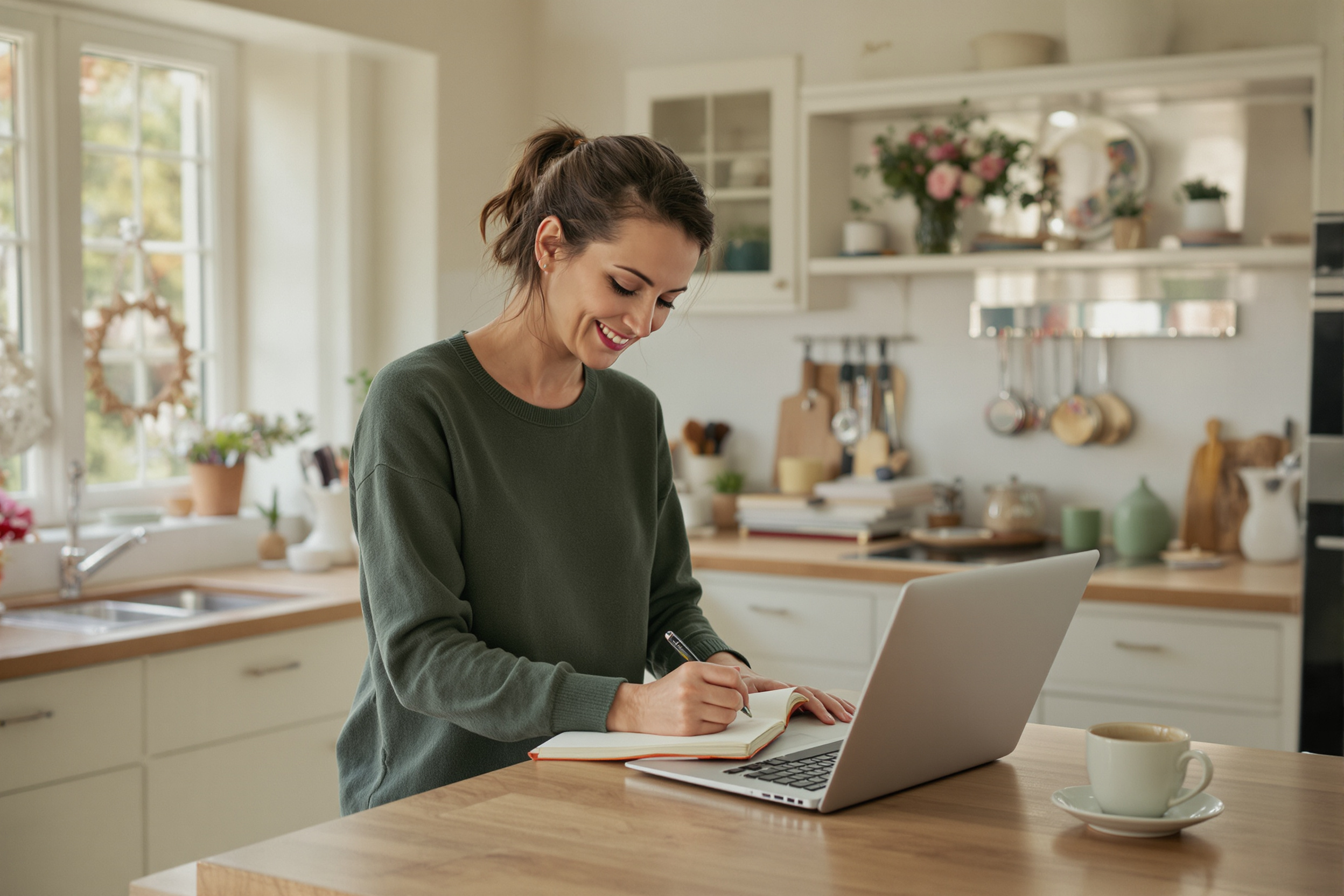 Homeowner working through employer responsibilities with a checklist and laptop